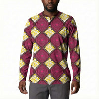 Ruby Gold African Ankara Pattern Button Sweatshirt