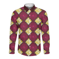 Ruby Gold African Ankara Pattern Long Sleeve Button Shirt