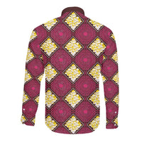 Ruby Gold African Ankara Pattern Long Sleeve Button Shirt