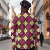 Ruby Gold African Ankara Pattern Long Sleeve Button Shirt