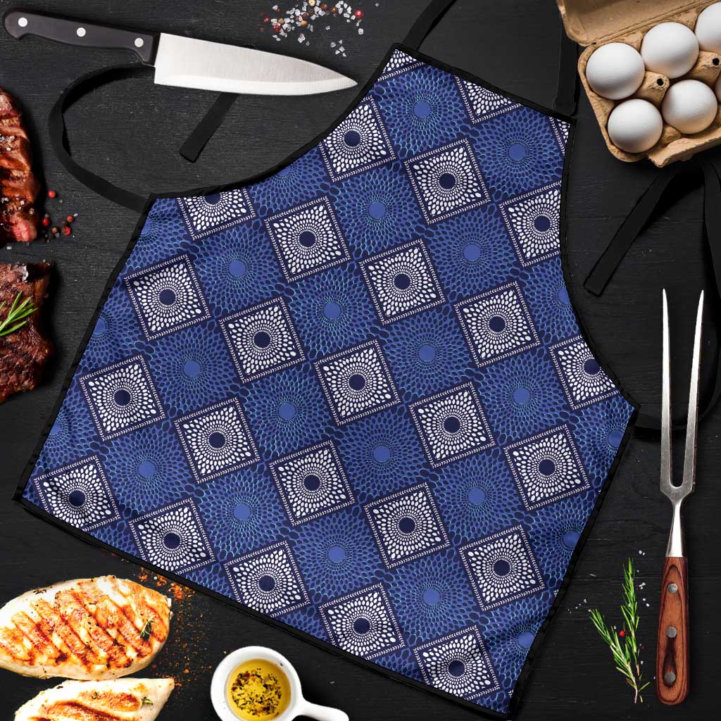 Indigo Diamond African Ankara Pattern Apron
