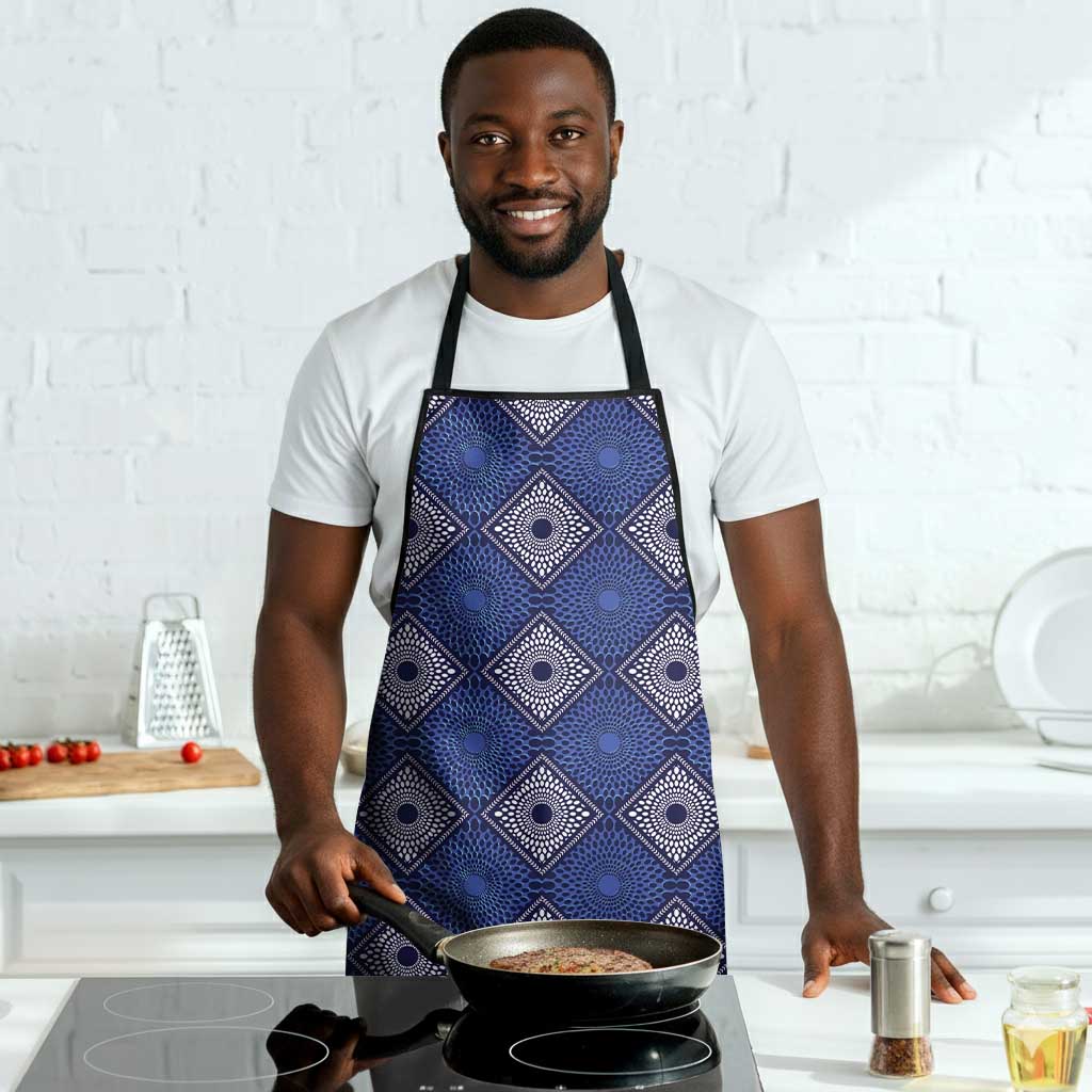 Indigo Diamond African Ankara Pattern Apron