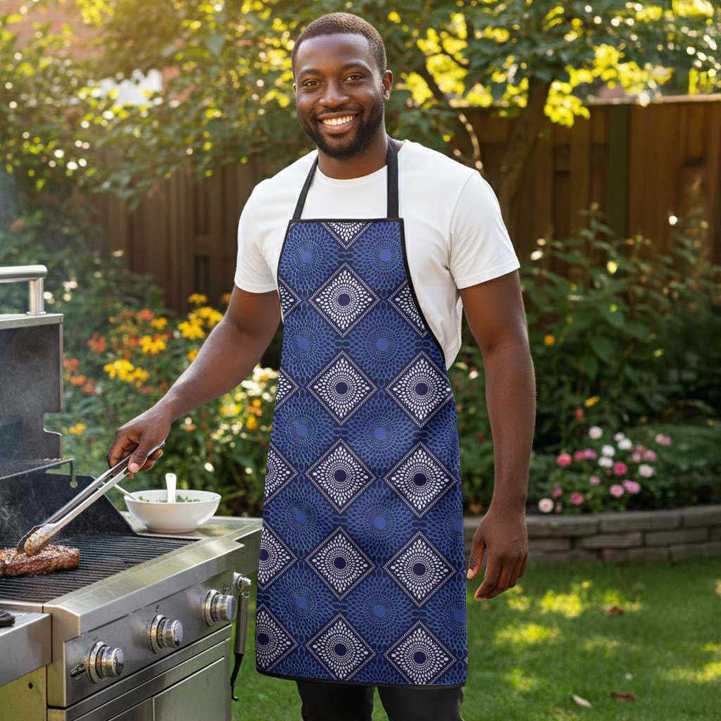 Indigo Diamond African Ankara Pattern Apron