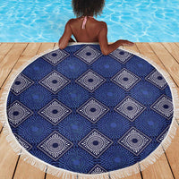 Indigo Diamond African Ankara Pattern Beach Blanket
