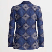 Indigo Diamond African Ankara Pattern Blazer