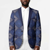 Indigo Diamond African Ankara Pattern Blazer