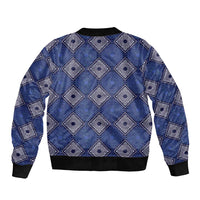 Indigo Diamond African Ankara Pattern Bomber Jacket