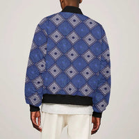 Indigo Diamond African Ankara Pattern Bomber Jacket