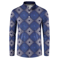 Indigo Diamond African Ankara Pattern Button Sweatshirt