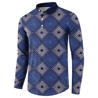 Indigo Diamond African Ankara Pattern Button Sweatshirt