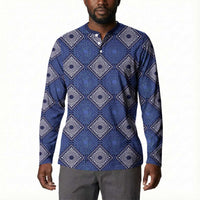 Indigo Diamond African Ankara Pattern Button Sweatshirt