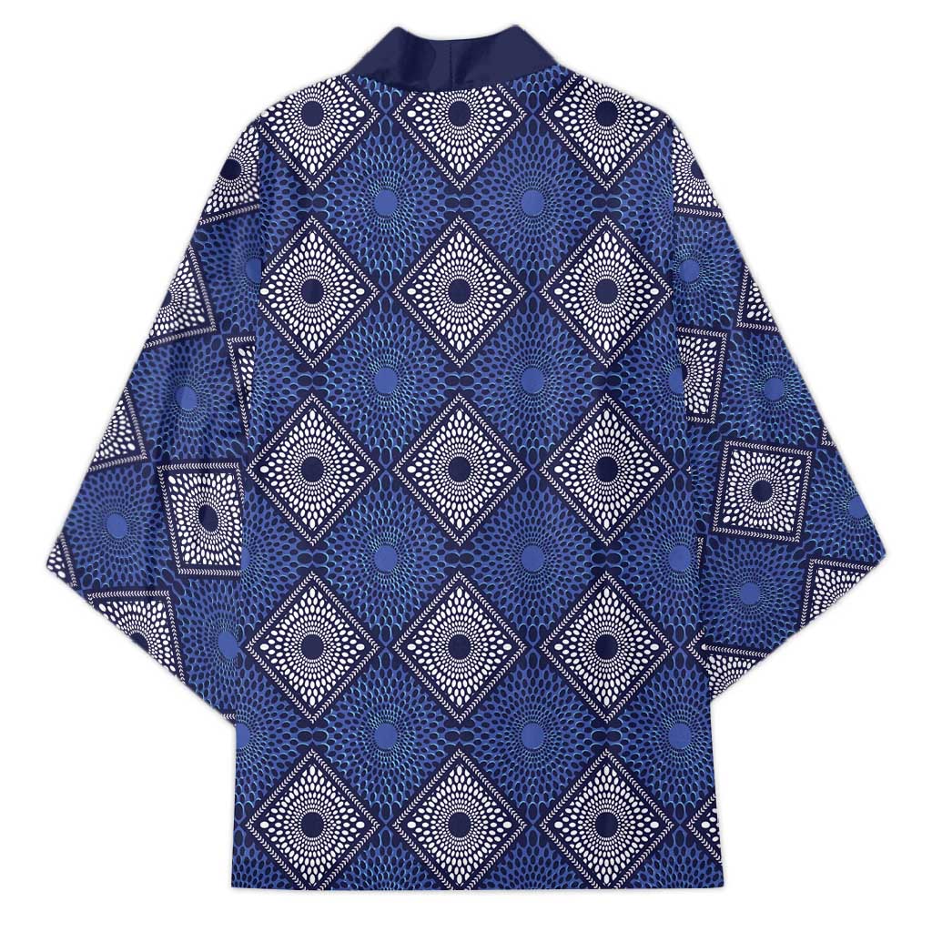 Indigo Diamond African Ankara Pattern Kimono
