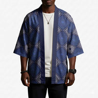 Indigo Diamond African Ankara Pattern Kimono