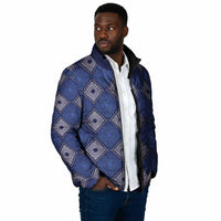 Indigo Diamond African Ankara Pattern Padded Jacket