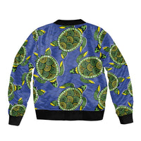 Emerald Turtle African Ankara Pattern Bomber Jacket