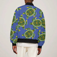 Emerald Turtle African Ankara Pattern Bomber Jacket
