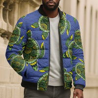 Emerald Turtle African Ankara Pattern Bomber Puffer Jacket