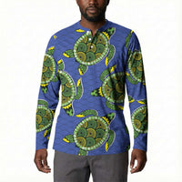 Emerald Turtle African Ankara Pattern Button Sweatshirt