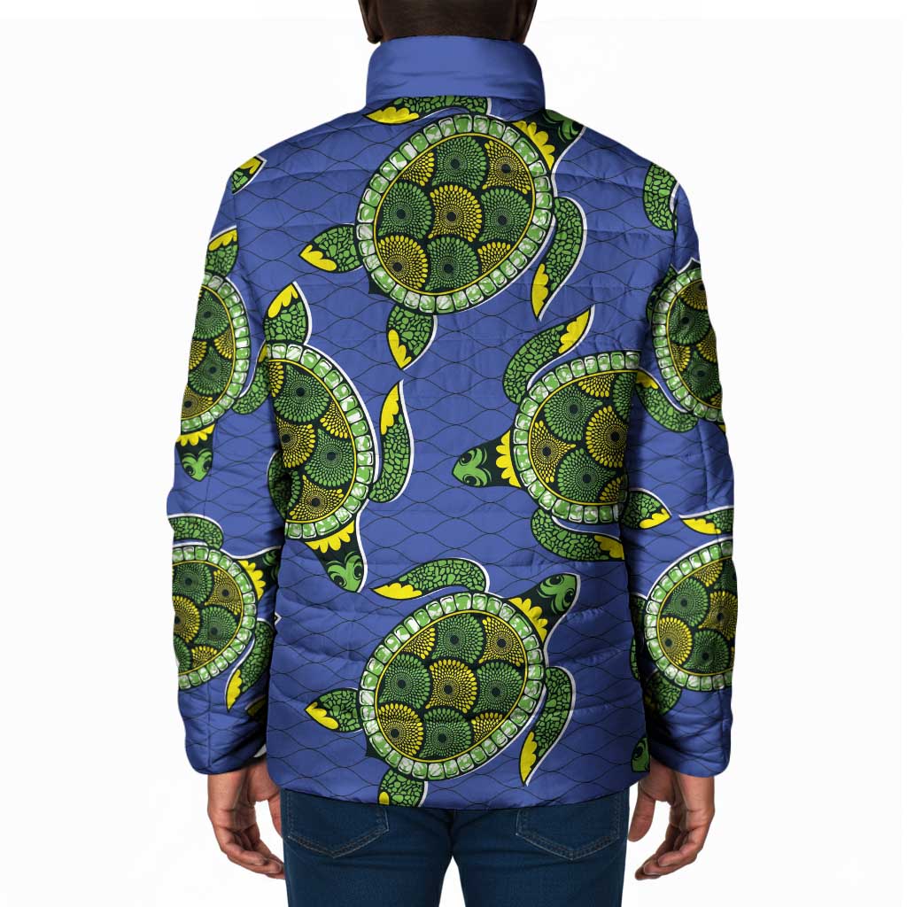 Emerald Turtle African Ankara Pattern Padded Jacket