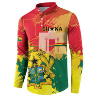 Collared long-sleeve button sweatshirt with Ghana crest and GH*NA text, multicolor