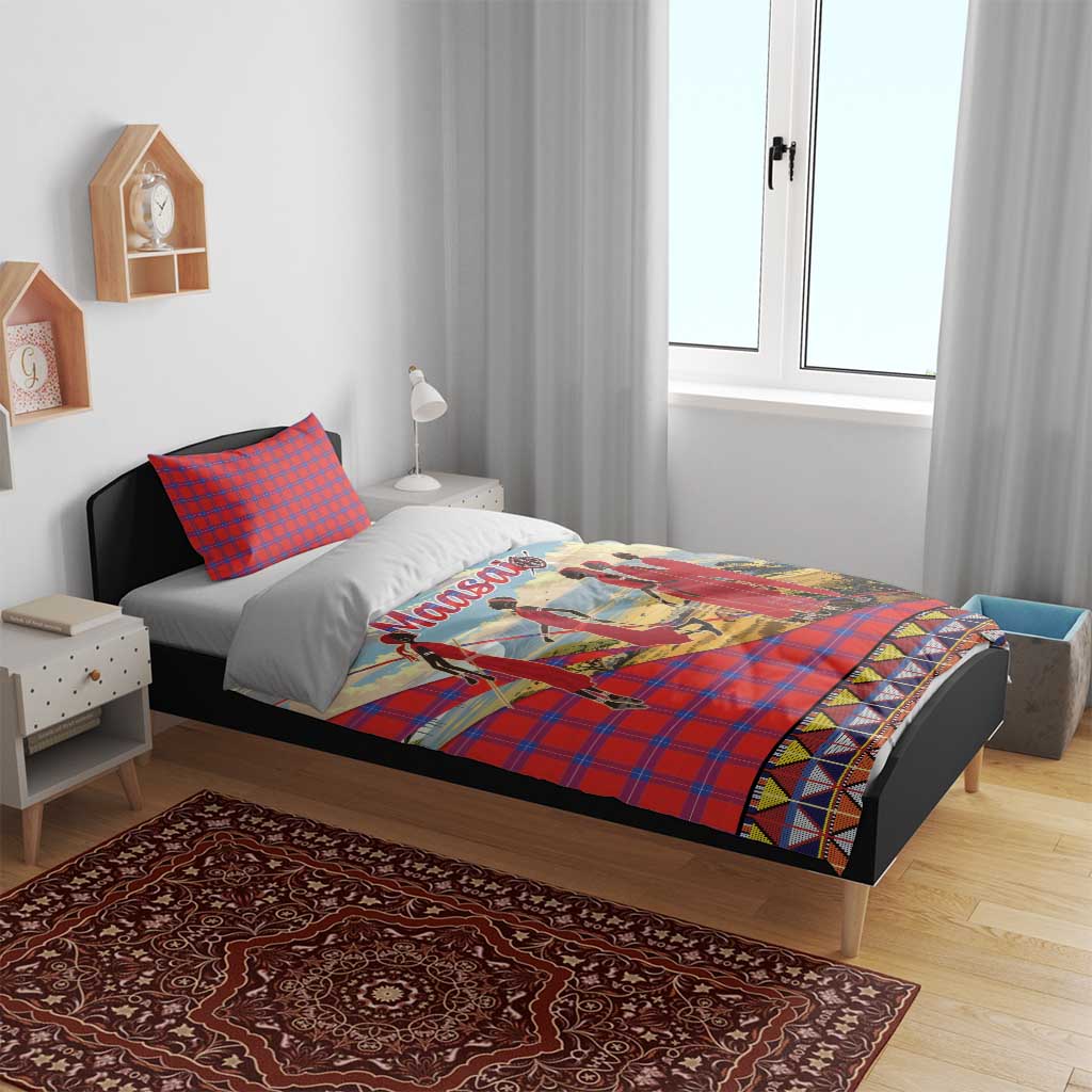 Kenya Adumu Dance Bedding Set Maasai Shuka Pattern - Kenyan Safari