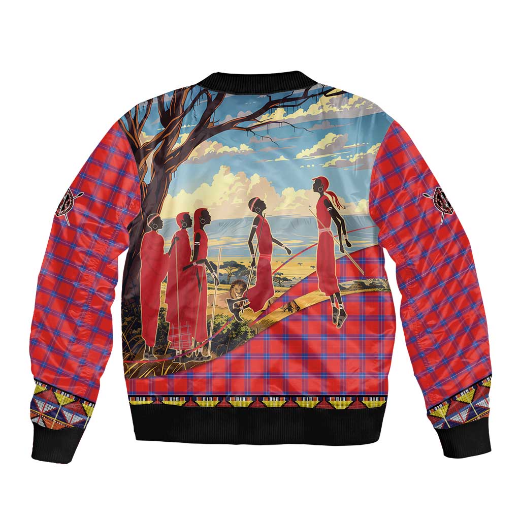 Kenya Adumu Dance Bomber Jacket Maasai Shuka Pattern - Kenyan Safari