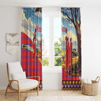 Kenya Adumu Dance Window Curtain Maasai Shuka Pattern - Kenyan Safari