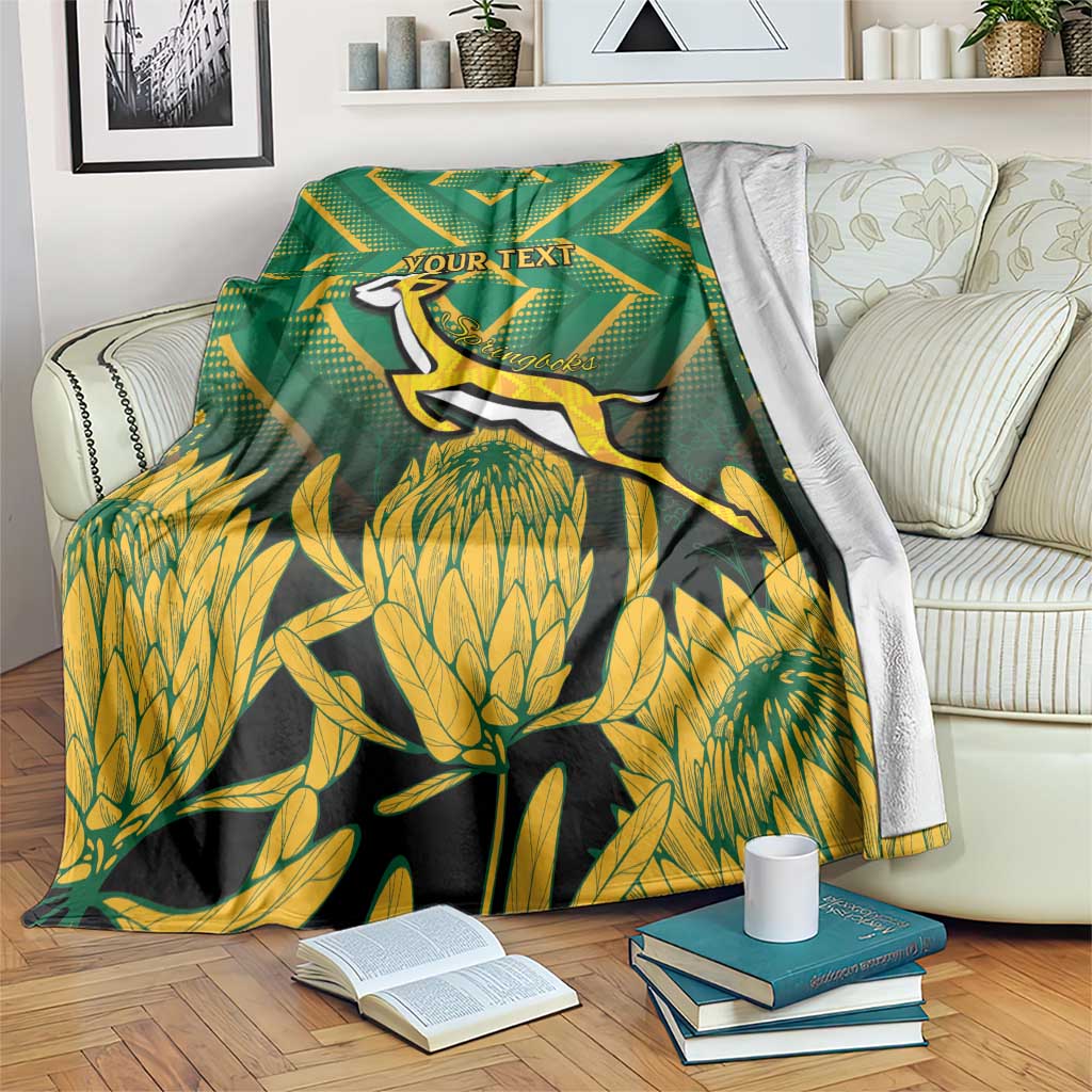 South Africa Rugby Custom Blanket Forever Green Forever Gold