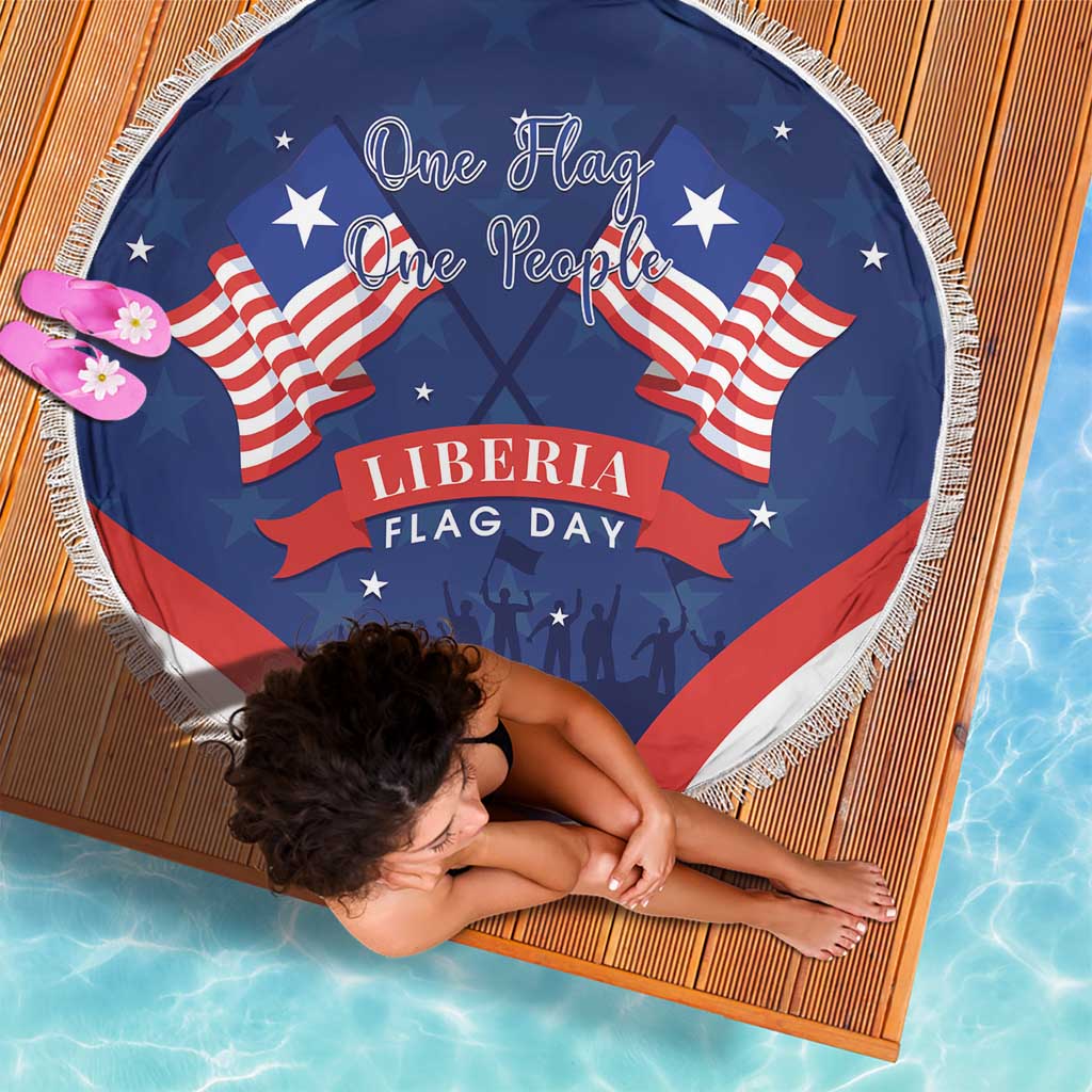 Happy Liberia Flag Day Beach Blanket One Flag One People - Wonder Print Shop