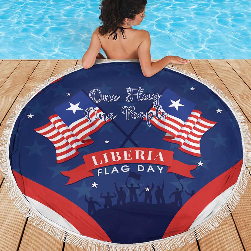 Happy Liberia Flag Day Beach Blanket One Flag One People - Wonder Print Shop