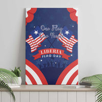 Liberia Flag Day canvas wall art with two red-and-white flag ribbons and central 'LIBERIA' text