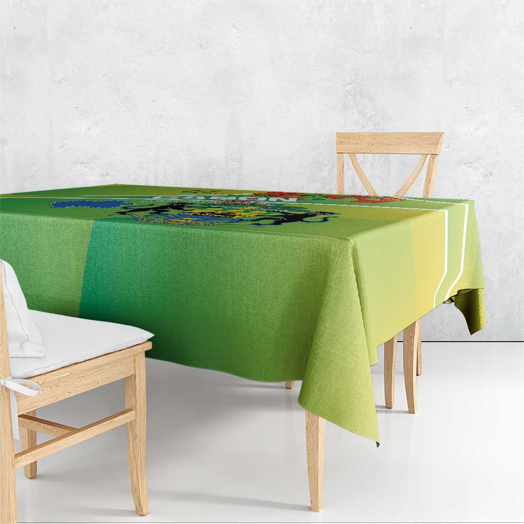Gabon Independence Day Tablecloth Coat Of Arms With Map - Wonder Print Shop