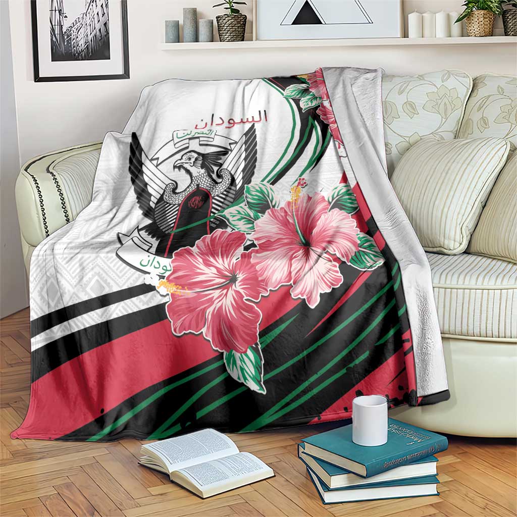 Sudan Blanket Sudanese Secretary Bird With Hibiscus - Wonder Print Shop