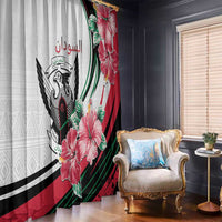 Sudan Window Curtain Sudanese Secretary Bird With Hibiscus - Wonder Print Shop