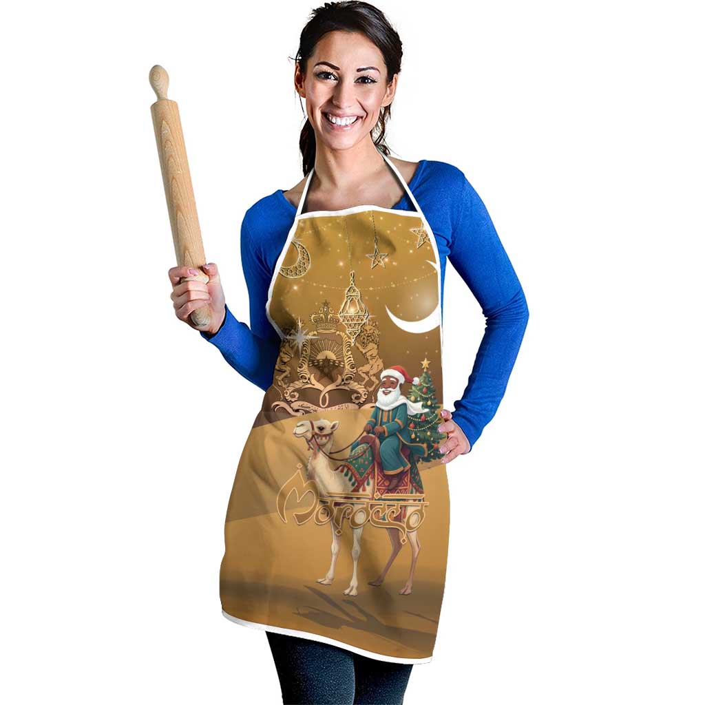Morocco Christmas in Sahara Apron Black Santa Riding Camel - Wonder Print Shop