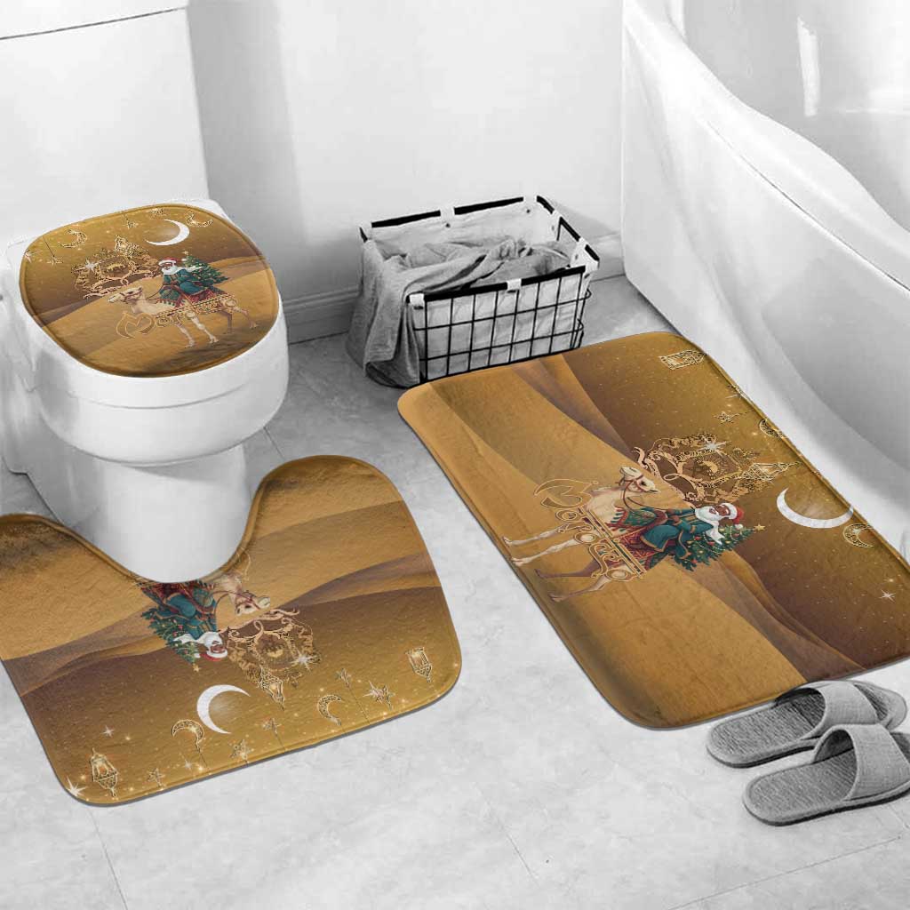 Morocco Christmas in Sahara Bathroom Set Black Santa Riding Camel - Wonder Print Shop