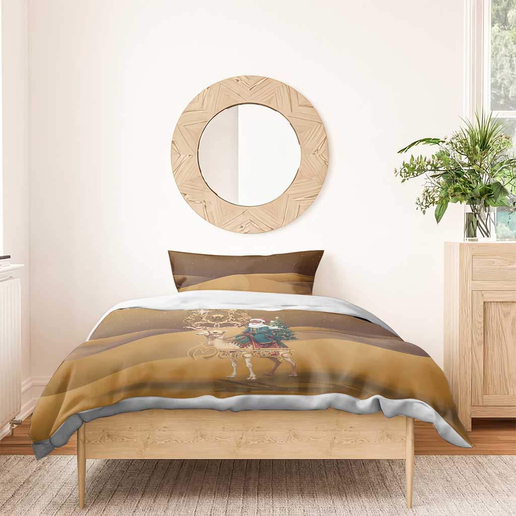 Morocco Christmas in Sahara Bedding Set Black Santa Riding Camel - Wonder Print Shop
