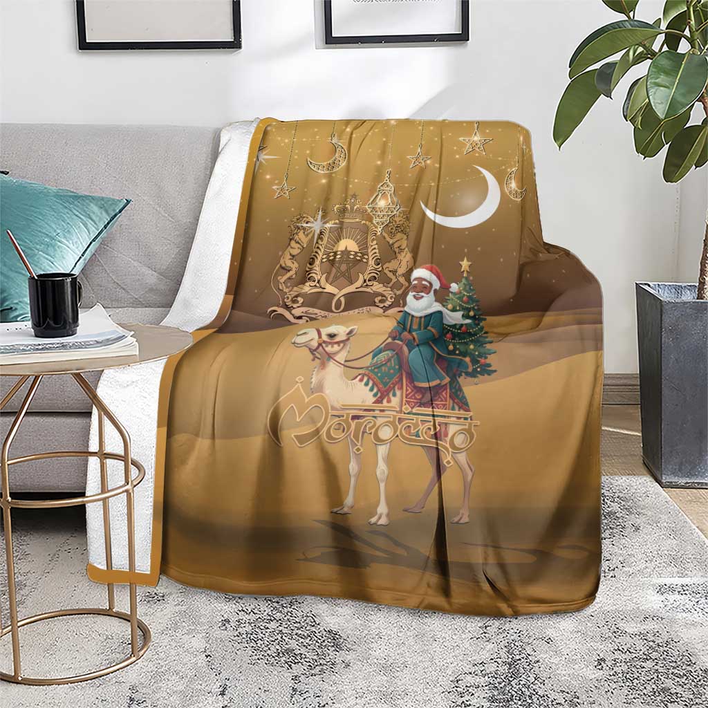 Morocco Christmas in Sahara Blanket Black Santa Riding Camel - Wonder Print Shop