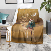 Morocco Christmas in Sahara Blanket Black Santa Riding Camel - Wonder Print Shop