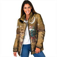Morocco Christmas in Sahara Padded Jacket Black Santa Riding Camel - Wonder Print Shop