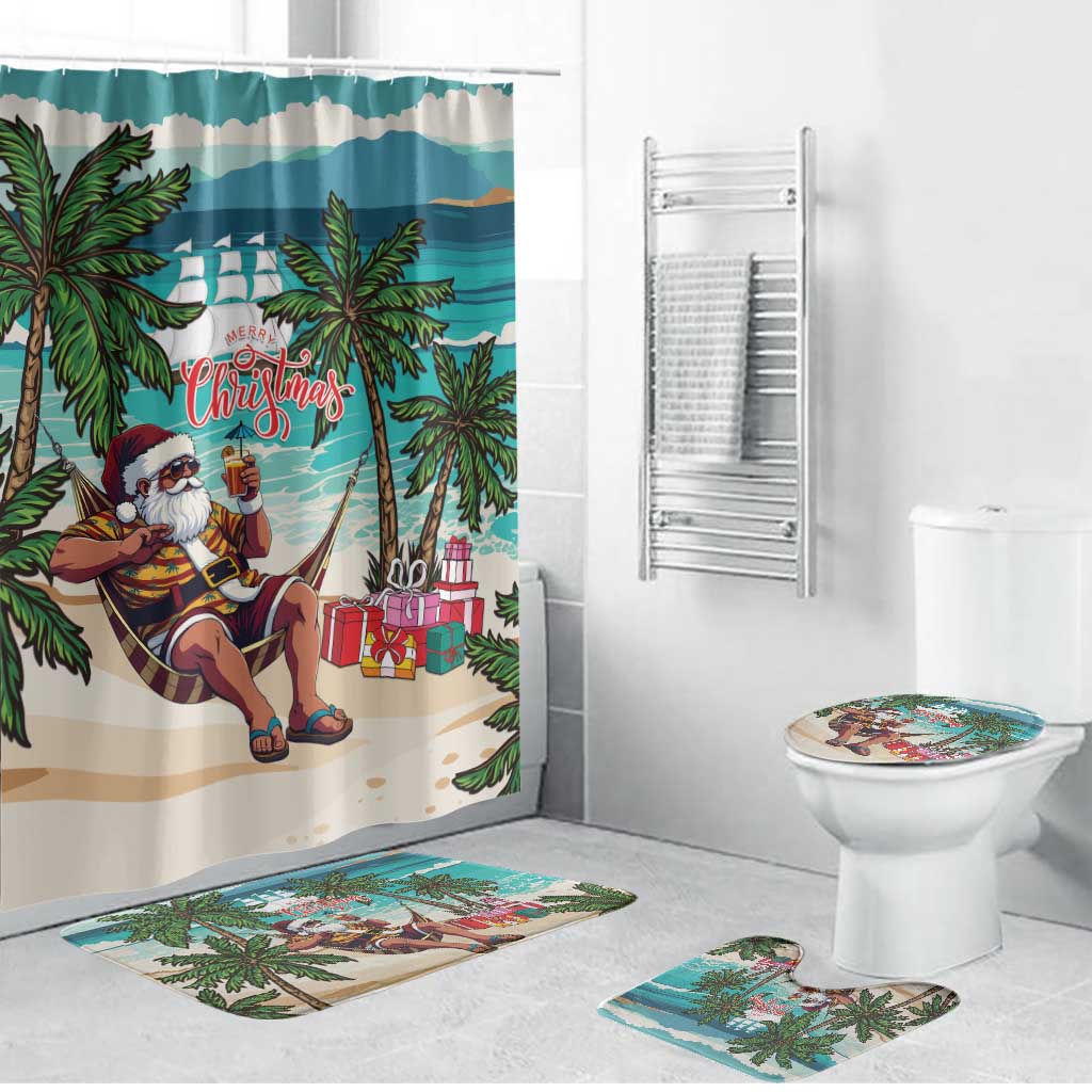 Liberia Christmas Bathroom Set Santa Chill on Tropical Beach - Wonder Print Shop