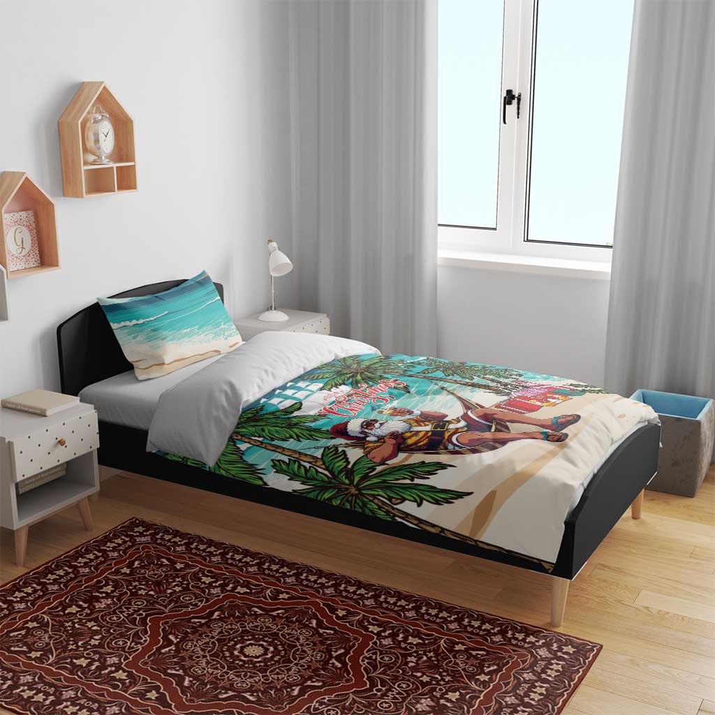 Liberia Christmas Bedding Set Santa Chill on Tropical Beach - Wonder Print Shop