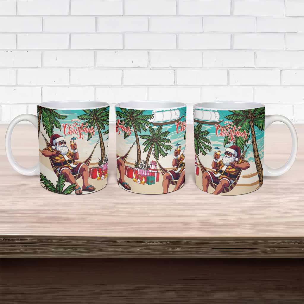 Liberia Christmas Ceramic Mug Santa Chill on Tropical Beach - Wonder Print Shop