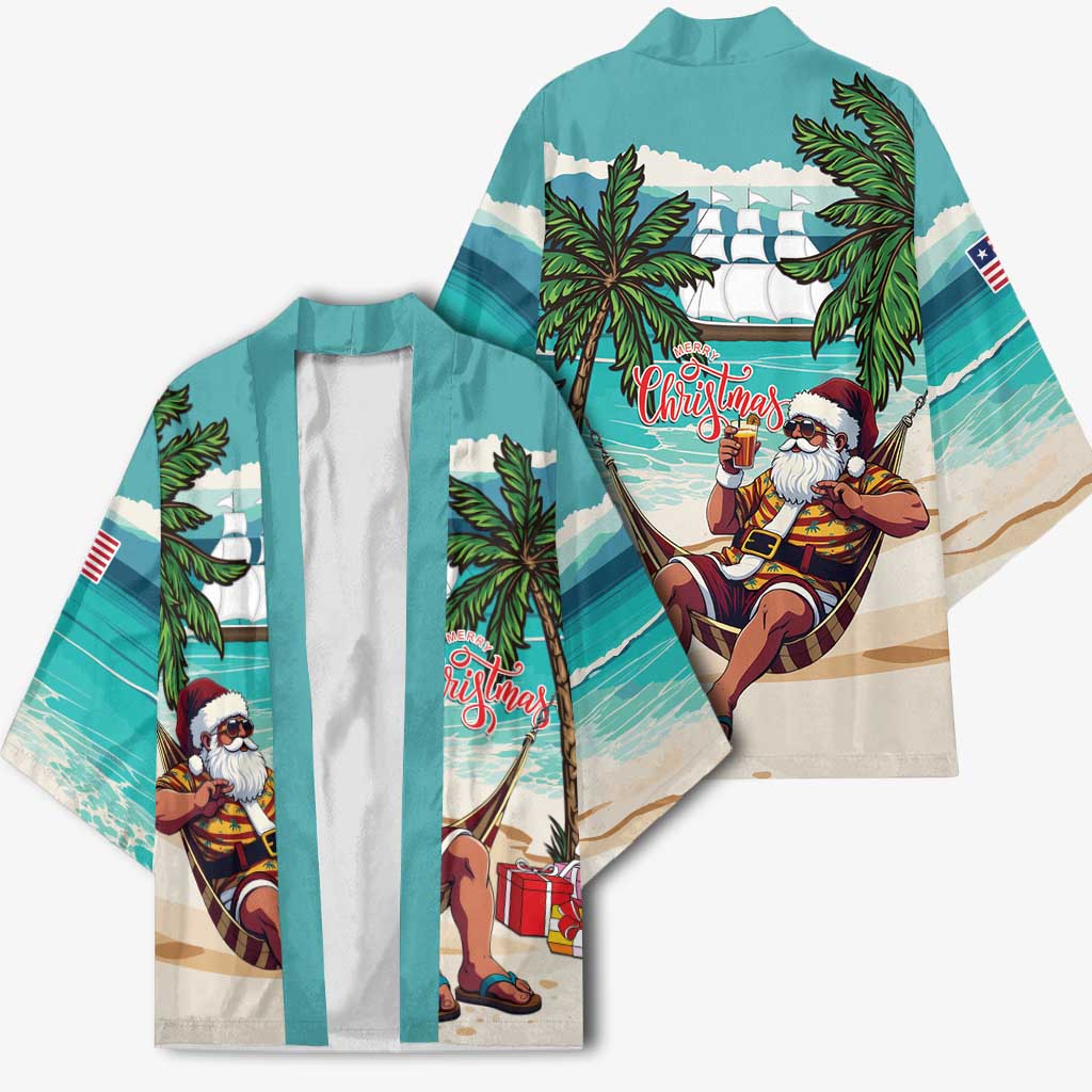 Liberia Christmas Kimono Santa Chill on Tropical Beach - Wonder Print Shop