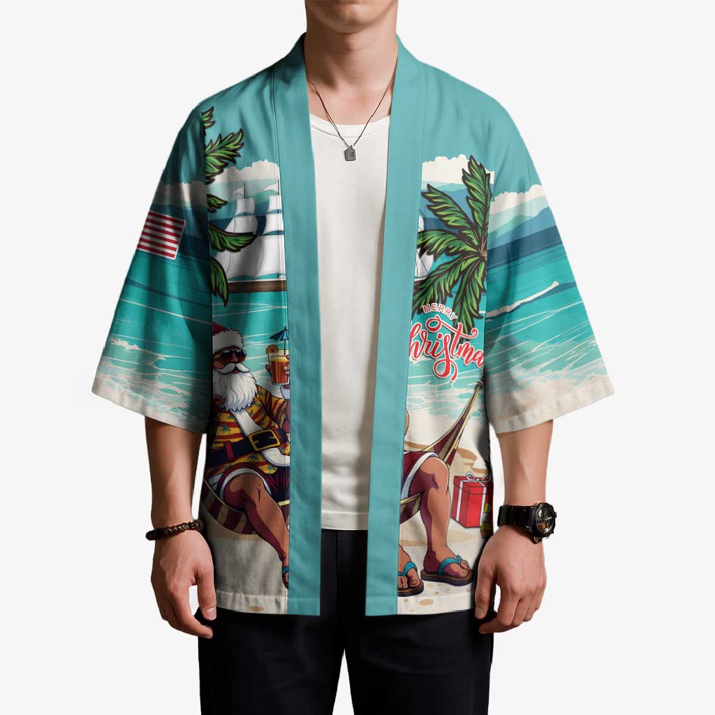 Liberia Christmas Kimono Santa Chill on Tropical Beach - Wonder Print Shop