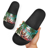 Liberia Christmas Slide Sandals Santa Chill on Tropical Beach - Wonder Print Shop
