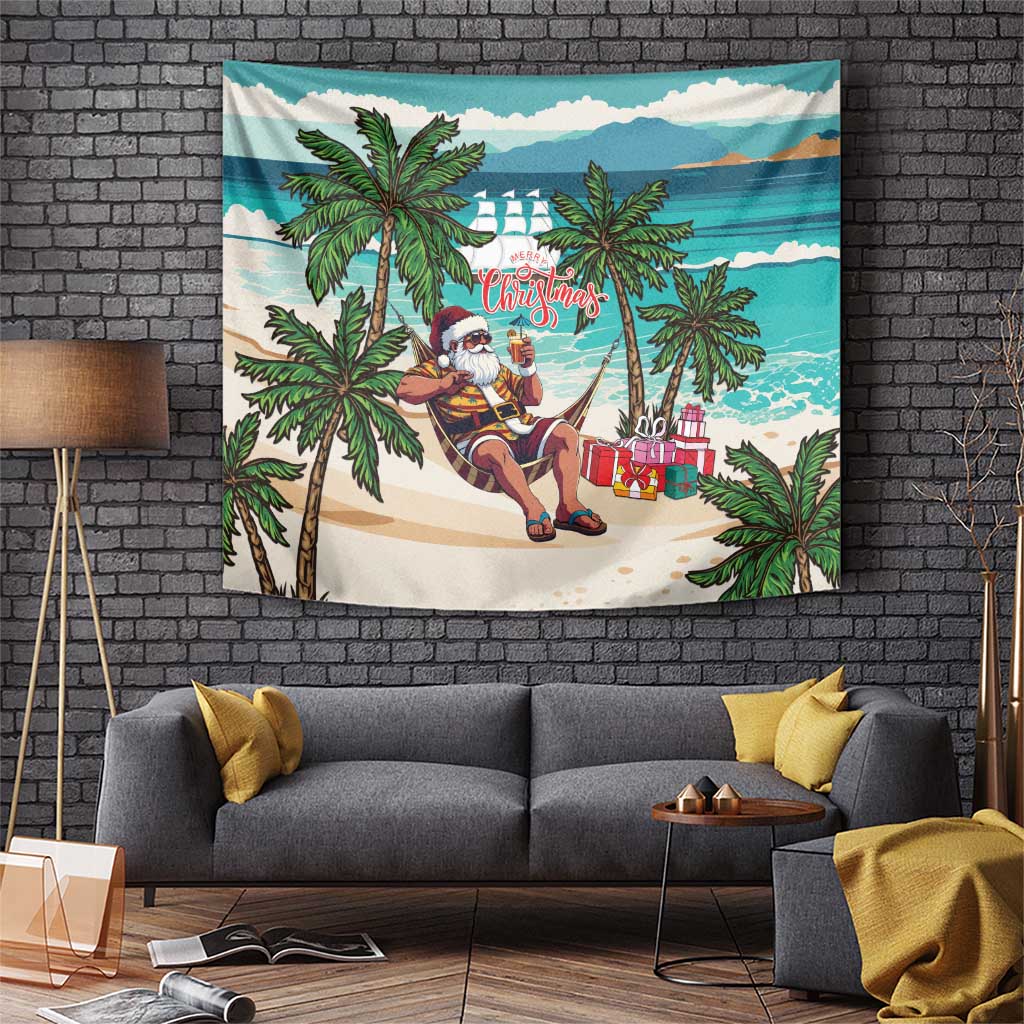 Liberia Christmas Tapestry Santa Chill on Tropical Beach - Wonder Print Shop