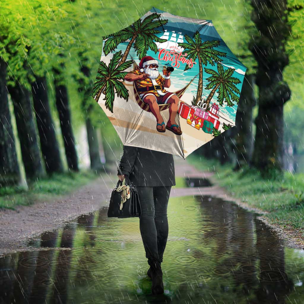 Liberia Christmas Umbrella Santa Chill on Tropical Beach - Wonder Print Shop