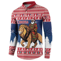 Personalized Liberia Christmas Button Sweatshirt Black Santa Riding Lion - Merry Christmas - Wonder Print Shop