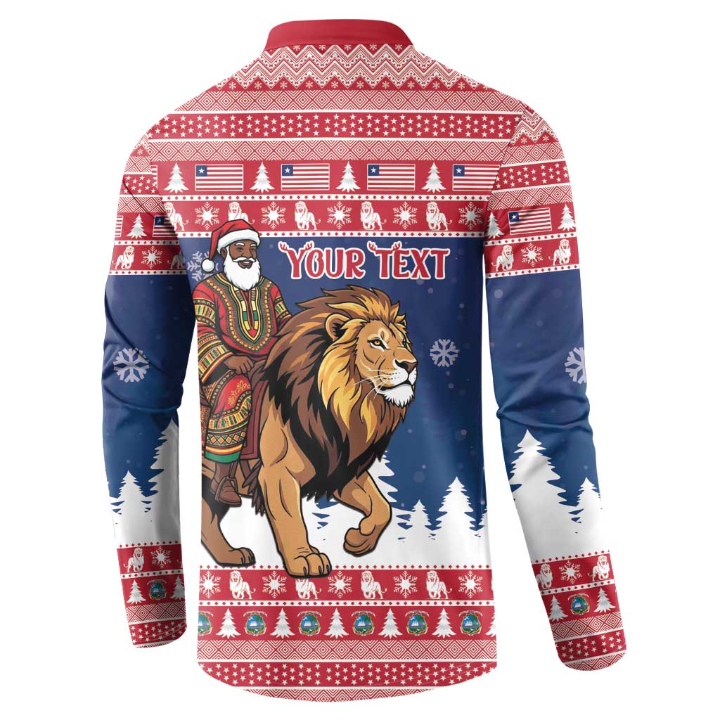 Personalized Liberia Christmas Button Sweatshirt Black Santa Riding Lion - Merry Christmas - Wonder Print Shop